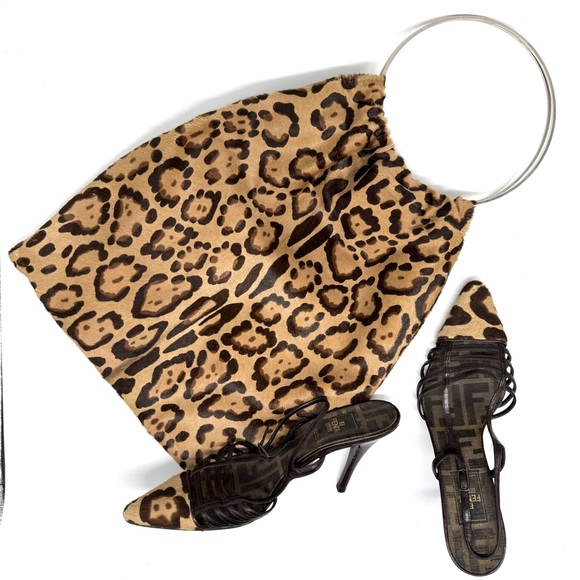 Fendi Handbags - Fendi Leopard Print Hobo Bag with Black Accents